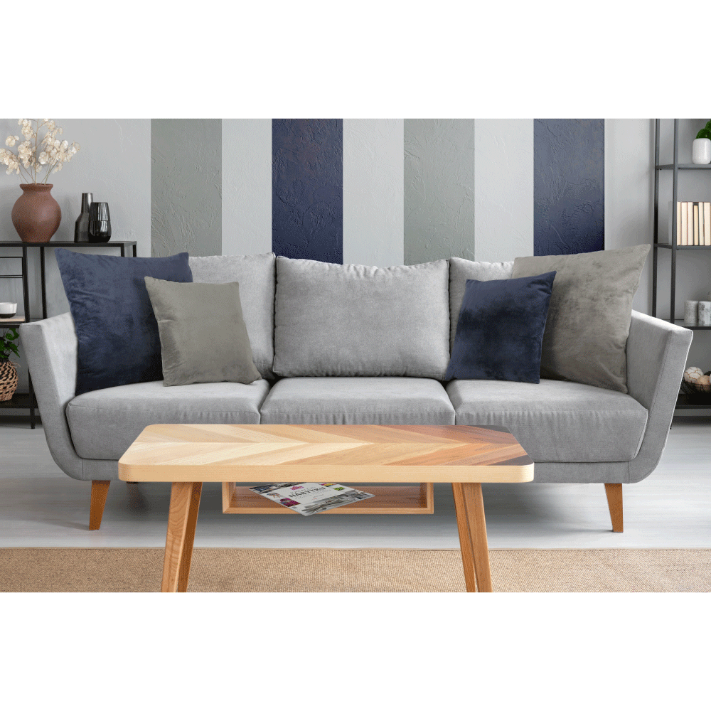 Pernă, material textil de catifea gri-maro Taupe, 45x45, ALITA TIPUL 3