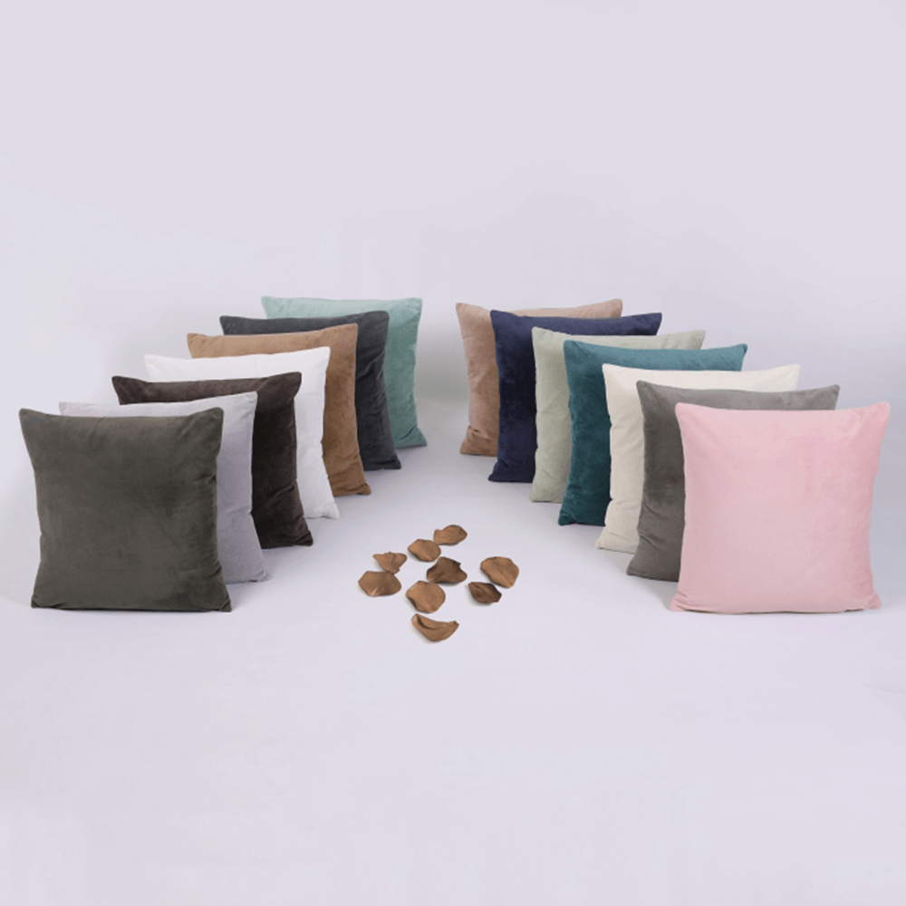 Pernă, material textil de catifea maro deschis, 45x45, ALITA TIPUL 4