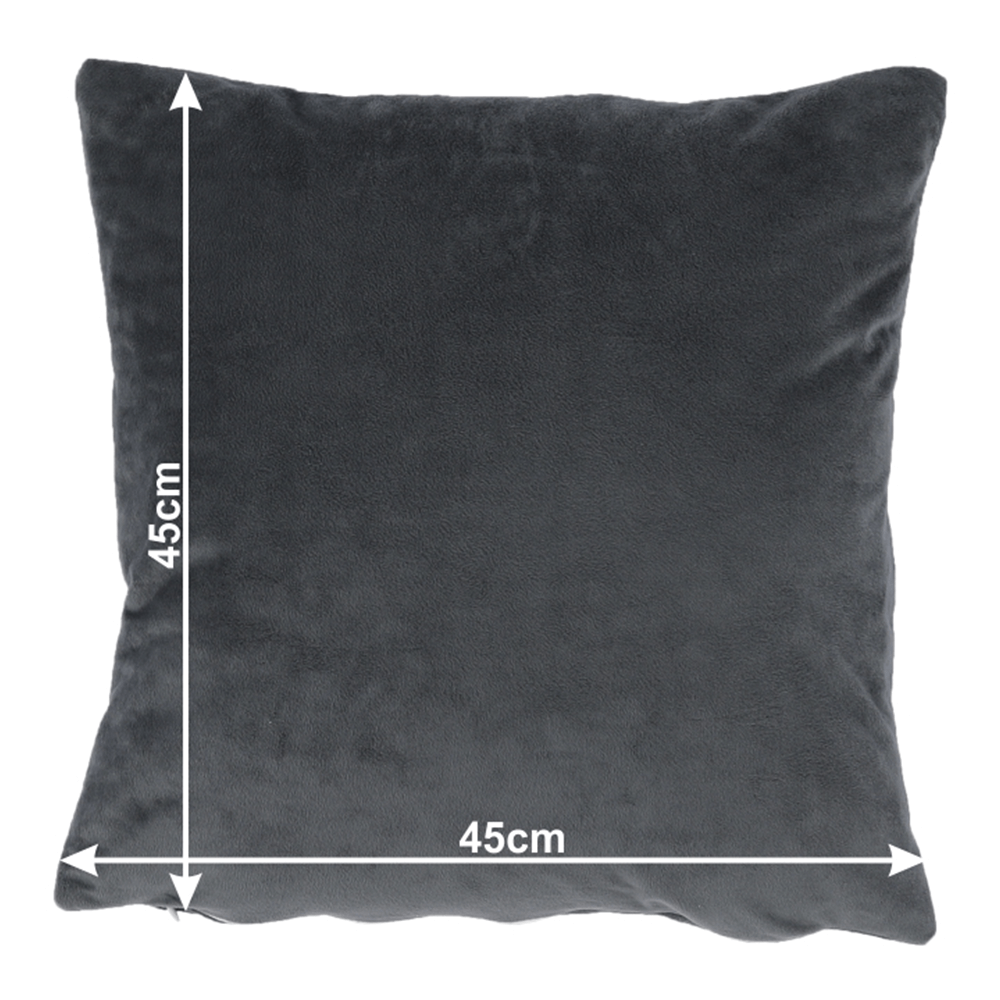 Pernă, material textil de catifea gri închis, 45x45, ALITA TIPUL 8