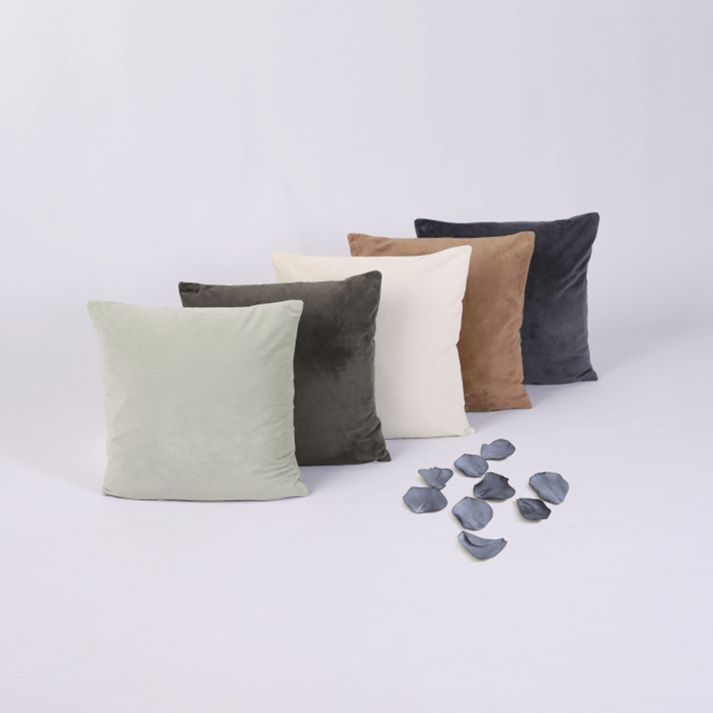 Pernă, material textil de catifea gri închis, 45x45, ALITA TIPUL 8