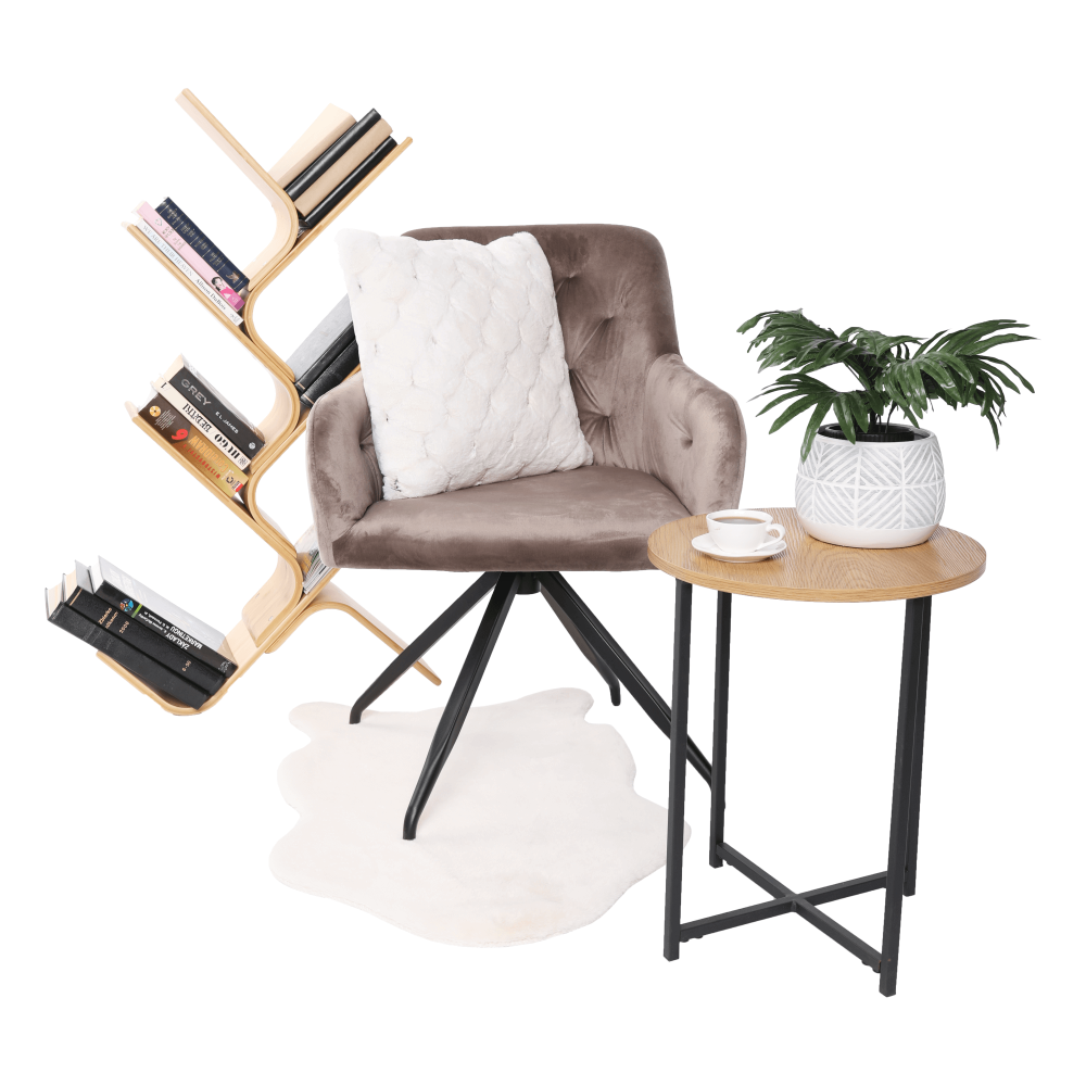 Scaun pivotant, ţesătură de catifea gri maro-gri / negru, VELEZA