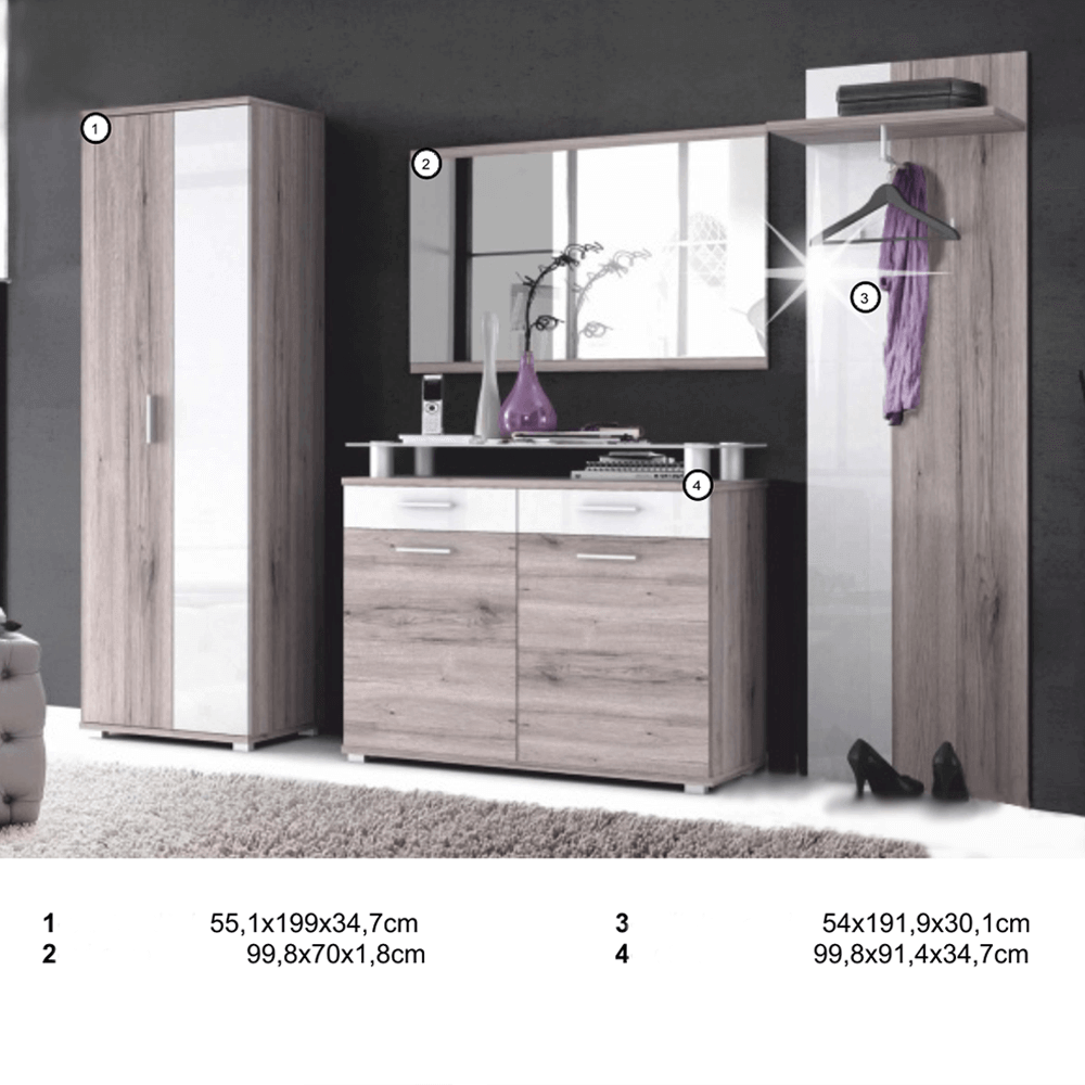 Cuier, stejar canyon/lucios, RACHEL TYP 3