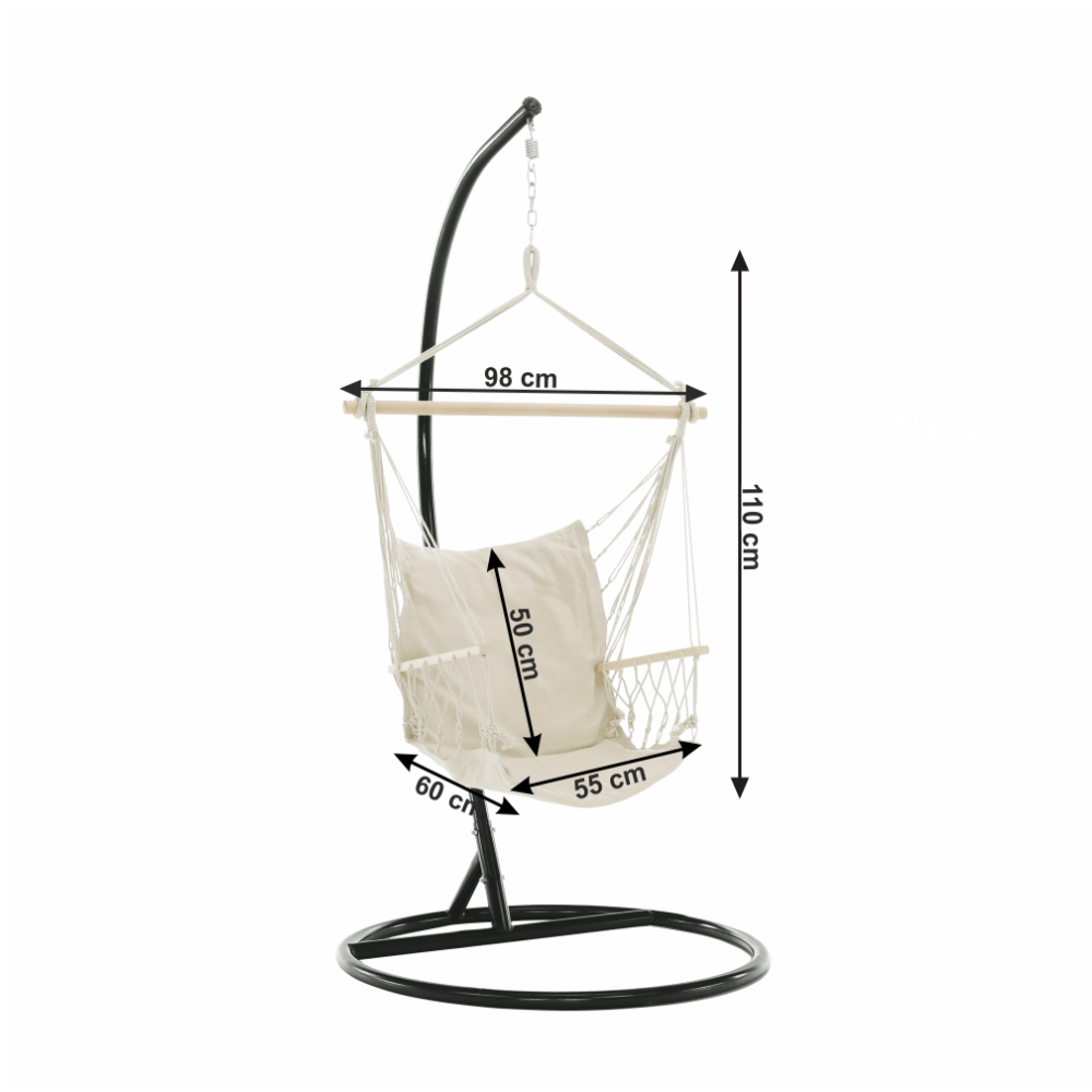 Scaun suspendabil, bumbac / lemn, alb, VINTO 2 NEW