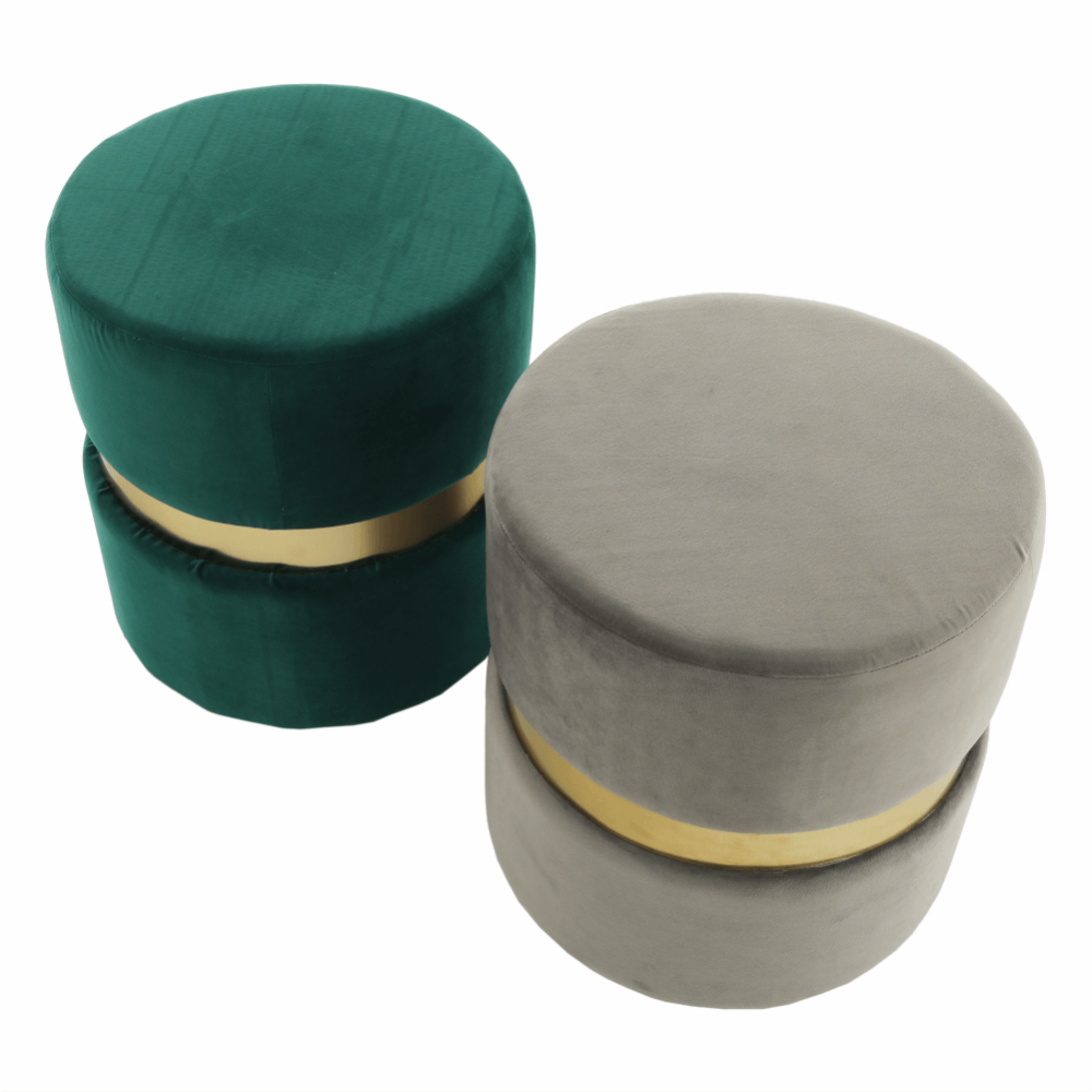 Taburet, catifea Velvet gri maroniu/vopsea aurie, VIZEL