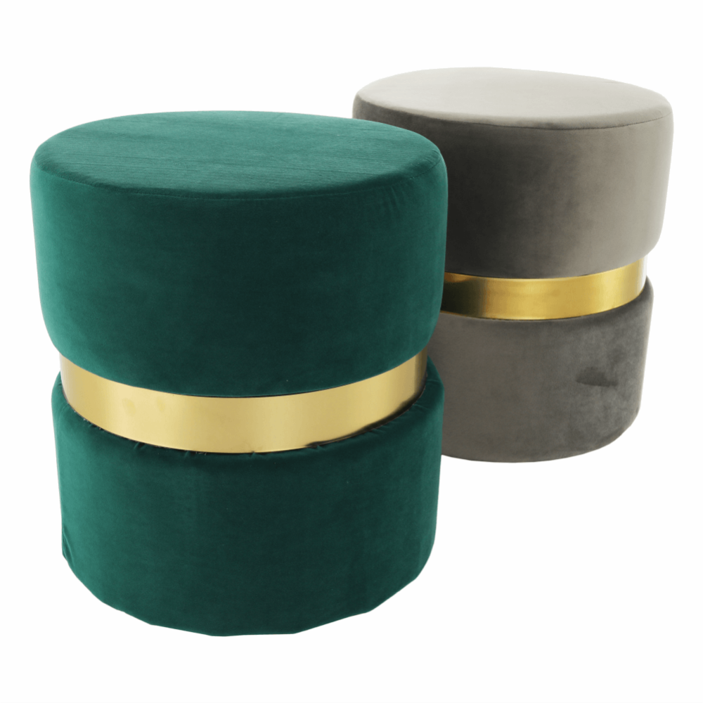 Taburet, catifea Velvet gri maroniu/vopsea aurie, VIZEL