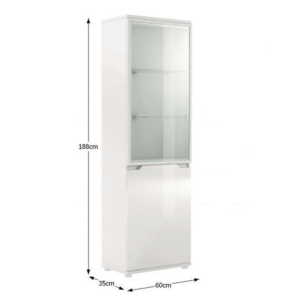 Vitrină cu iluminare cu LED, alb/alb cu extra luciu HG, ADONIS AS 10