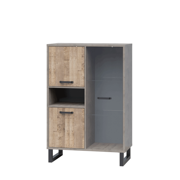 Vitrină, stejar nisipiu / gri, BARIA 2D1W