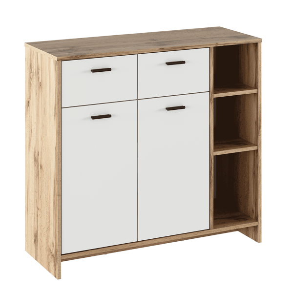 Comodă, stejar wotan / alb, NEPOLA TIP 1