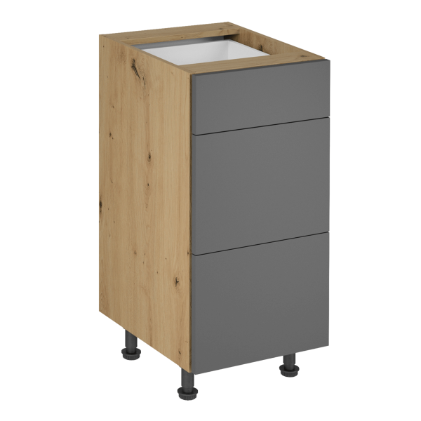 Dulap de jos, stejar artizanal / gri mat, PUSH UP, LANGEN D40S3