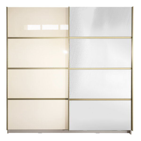 Gold Dulap 2000 Crem cu usi MDF Lucios si Oglinda