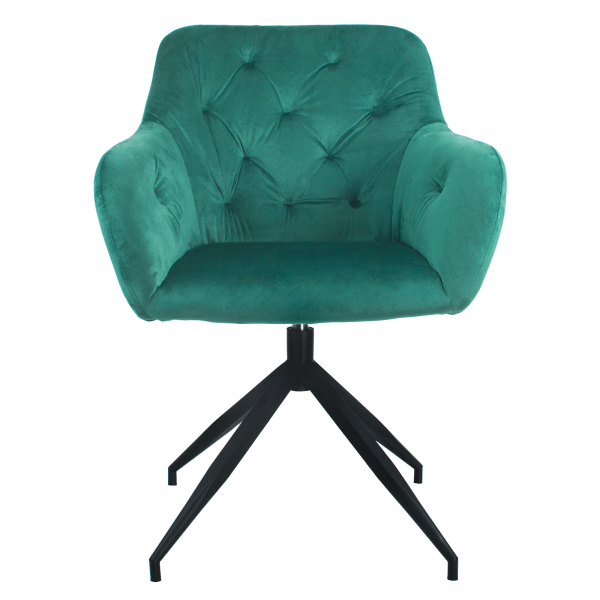 Scaun pivotant, ţesătură de catifea verde/negru, VELEZA NEW
