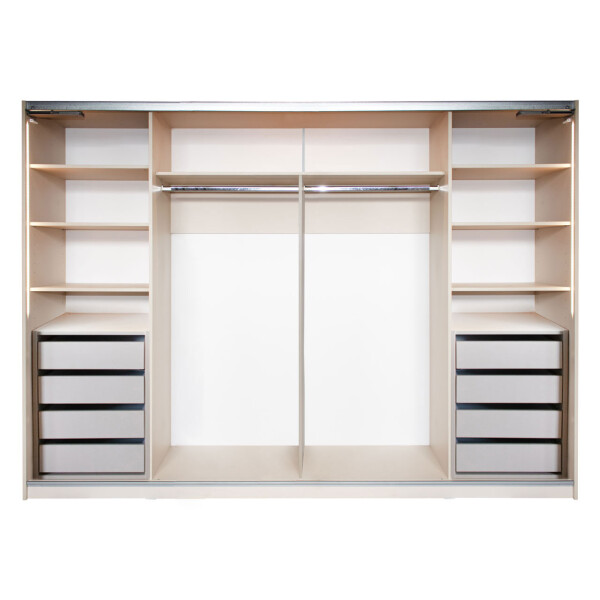 Gold Dulap 2800 Crem cu usi MDF Lucios si Oglinda + 2 Comode