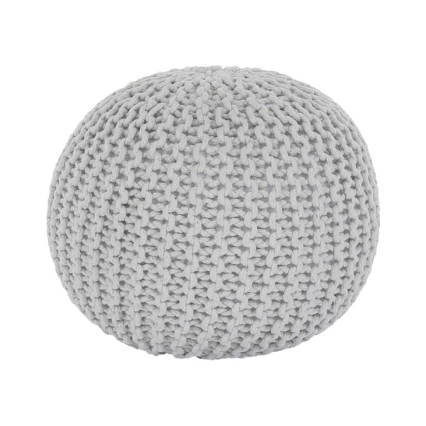 Taburet împletit, crem (şuviţe albe) bumbac, GOBI TYP 2