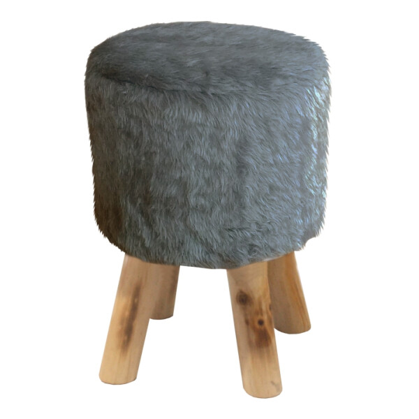 Taburet, blană gri/pin, ALPIA