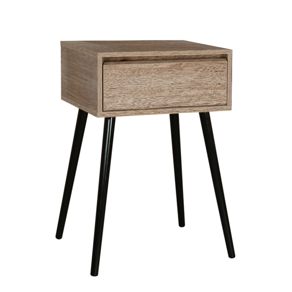 Noptieră / masă, stejar / negru, ALYSANDRA TYPE 1