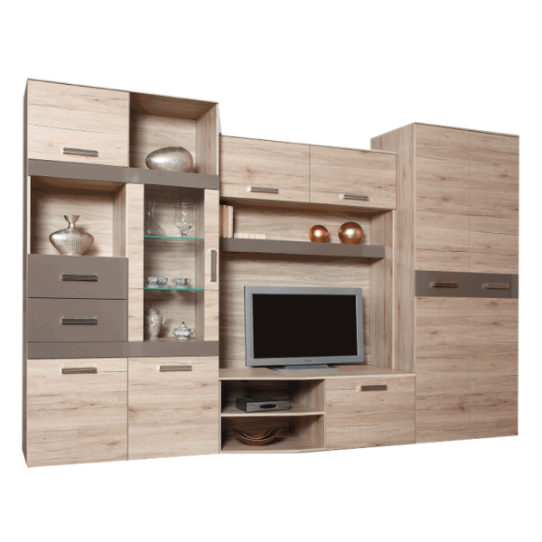 Ansamblu living, stejar san marino/latte extra lucios HG, ASSOR