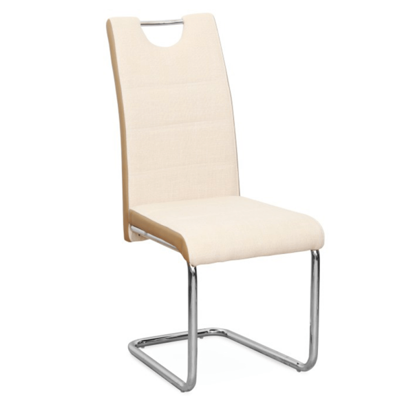 Scaun, material textil bej/piele ecologică bej/crom, IZMA