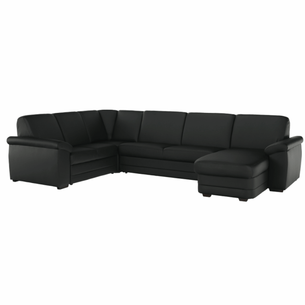 Colţar în formă de U, piele ecologică neagră, model dreapta, BITER U