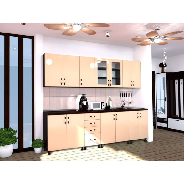 Bucatarie Zebra 2.6 metri MDF vanilie simplu