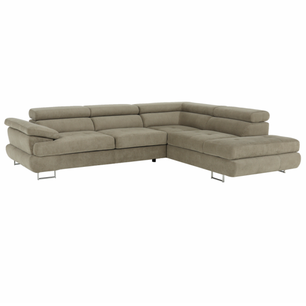 Colţar, model D, material melir gri deschis, BUTON P