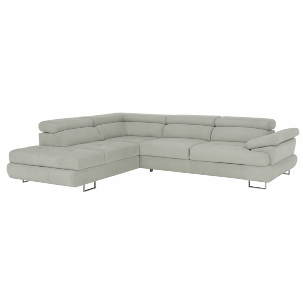 Colţar, material textil gri deschis, model stânga, BUTON P