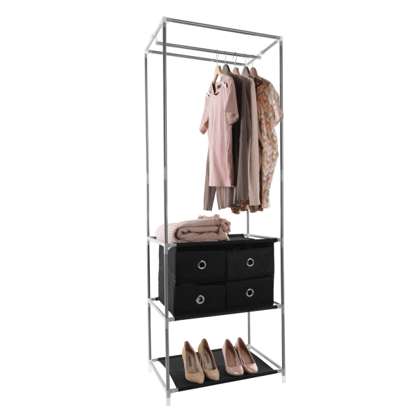 Raft multifuncţional pentru dulap, argintiu / negru, CODY