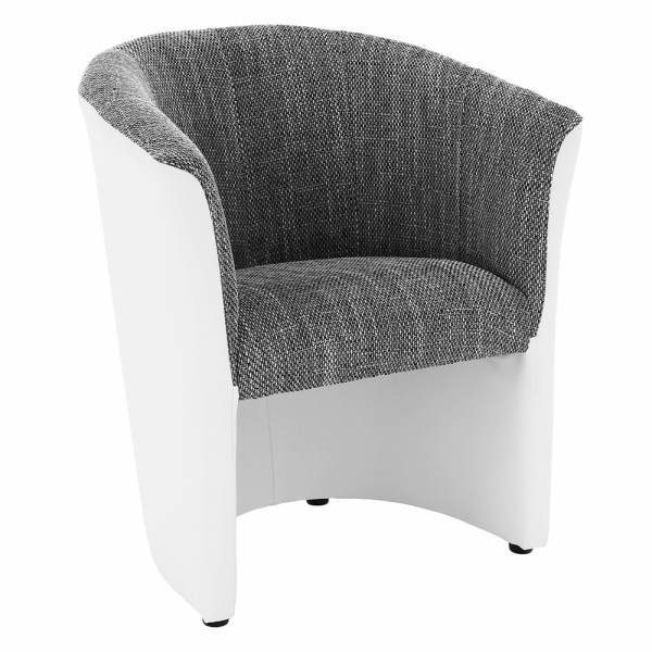 Fotoliu de club, piele eco alb/material gri, CUBA