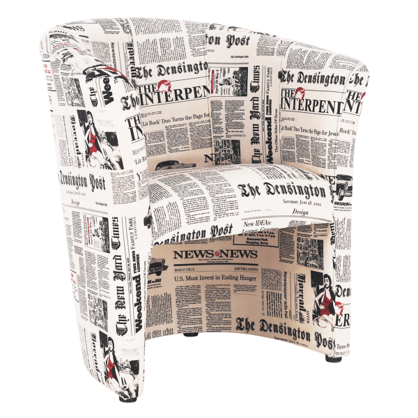 Fotoliu de club, material textil motiv ziare, CUBA