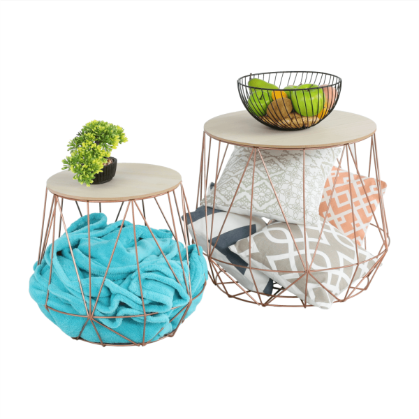 Set măsuţe auxiliare, natural/cupru, DALUX