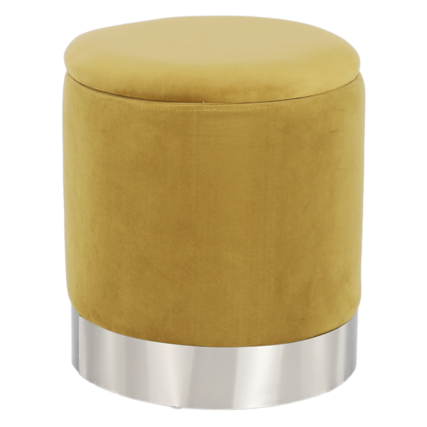 Taburet, catifea Velvet auriu/crom argintiu, DARON