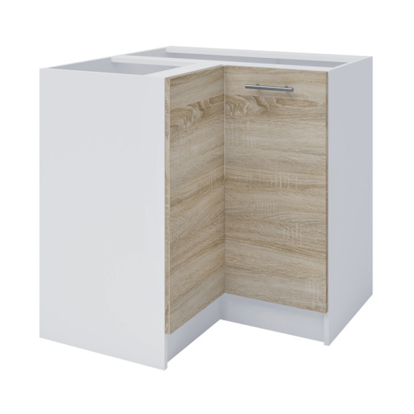 Dulap inferior de colţ, stejar sonoma/alb, FABIANA S - 90N