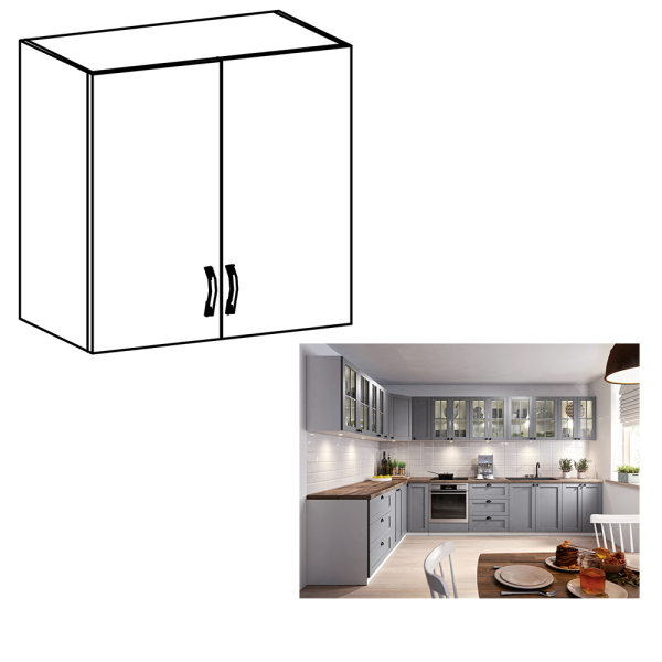 Cabinet superior, alb/gri mat, LAYLA G80