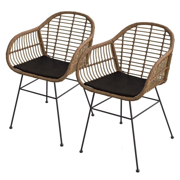 Scaune de grădină KALO Set de 2 Impletitura: maro