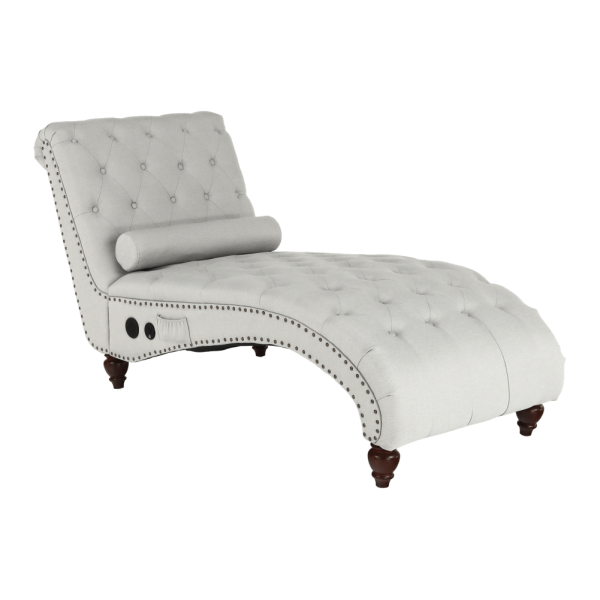 Scaun relaxant cu Bluetooth, gri deschis / nuc închis, GREGOR