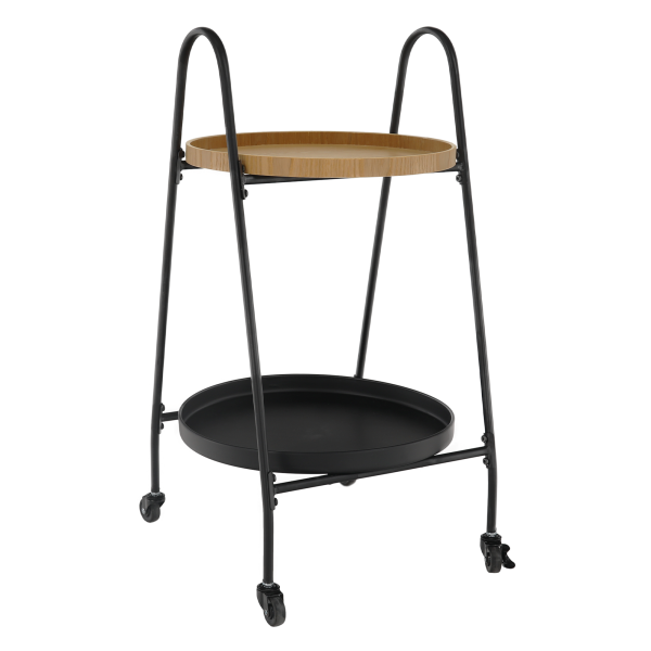 Cărucior de servire, stejar / negru, GUJA