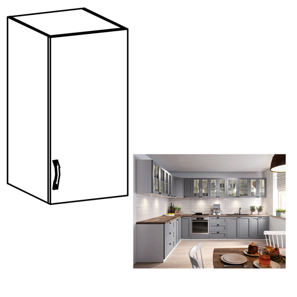 Cabinet superior, alb/gri mat, model dreapta, LAYLA G40