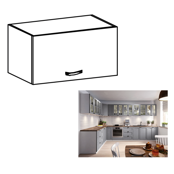 Cabinet superior, alb/gri mat, LAYLA G60KN