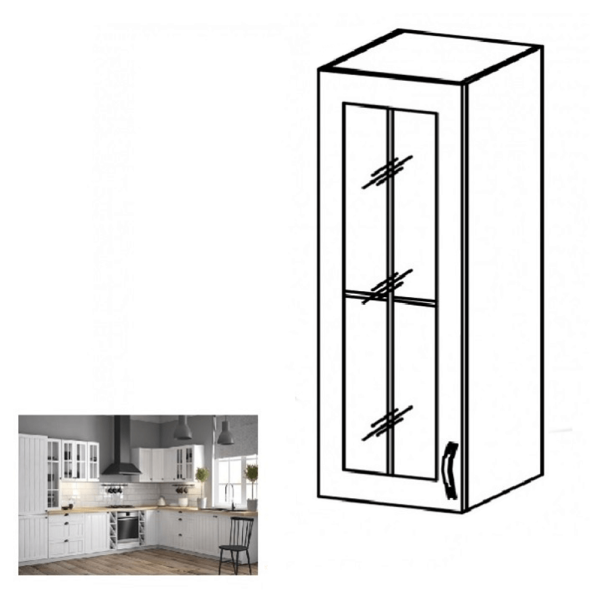 Dulap superior cu sticlă W40S, alb/pin andersen, stânga PROVANCE