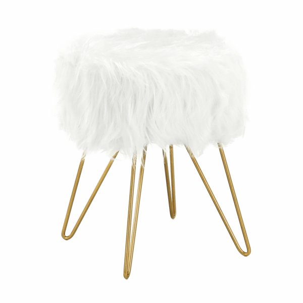 Taburet, alb/vopsea aurie, JAMINA