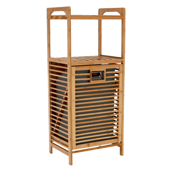 Coş de rufe, bambus natural / gri, KERI NEW