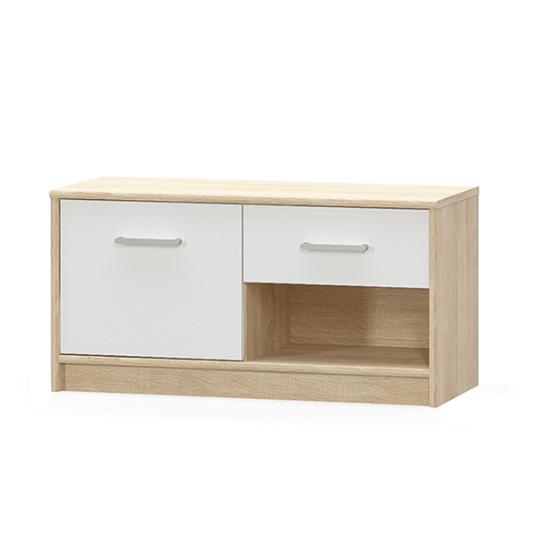 Comodă 1D1S, alb/stejar sonoma, TEYO