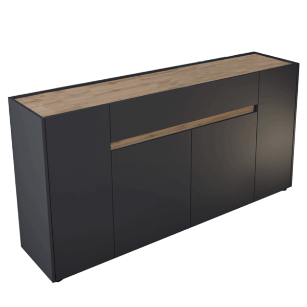 Comodă, maro lavă foarte mat/stejar wotan, BRISTOL