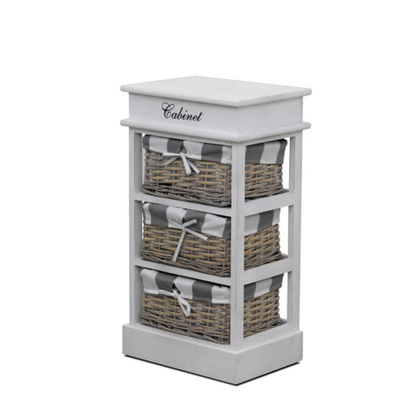 Comodă, 3 coşuri, gri/alb, MANON 3