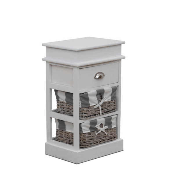 Comodă, 2 coşuri, gri/alb, MATIAS 2