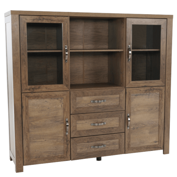 Comodă  cu vitrine, stejar lefkas, NEVADA K2S