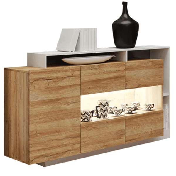 Comodă, stejar grandson/alb, ALICANTE