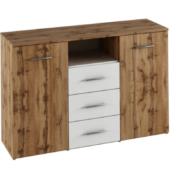 Comodă, stejar wotan/albă, GABRIELA