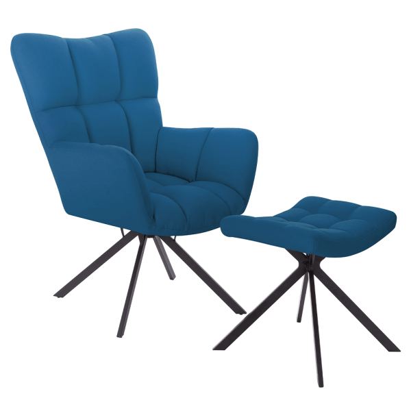 Fotoliu pivotant design cu bază, albastru petrol / negru, KOMODO TIP 2