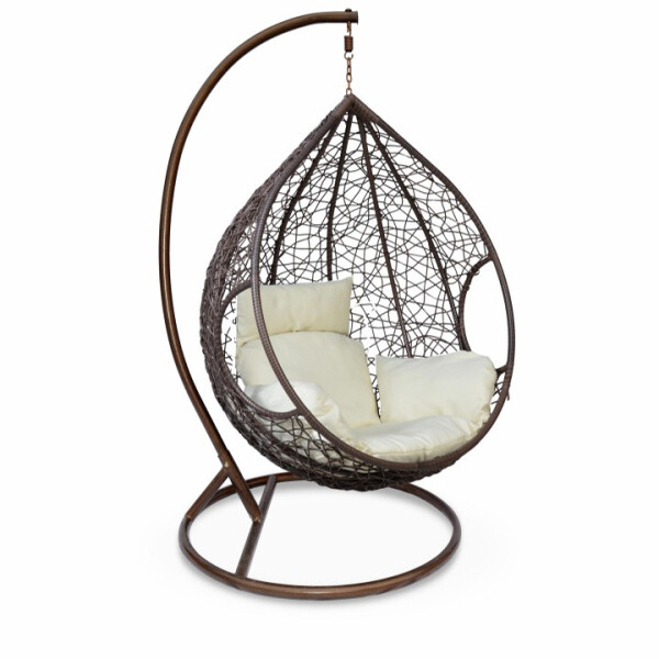 Fotoliu suspendabil, crem pernă  / barna ratan, NOELA NEW