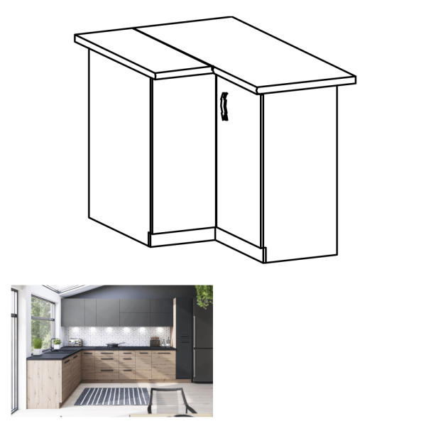 Dulap de colţ, stejar artizanal, LANGEN D90N